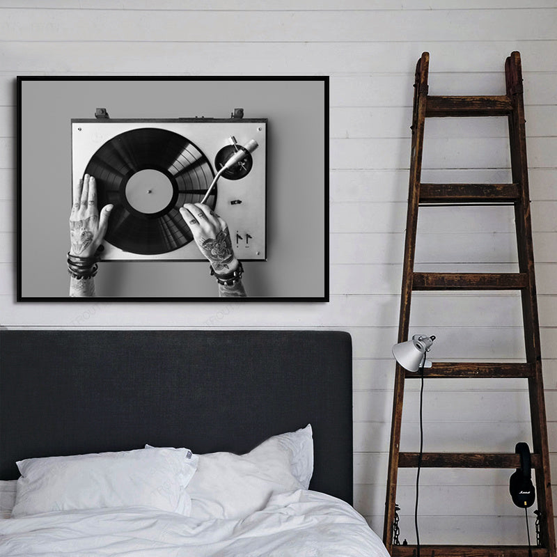 Retro Music Wall Art Black & White