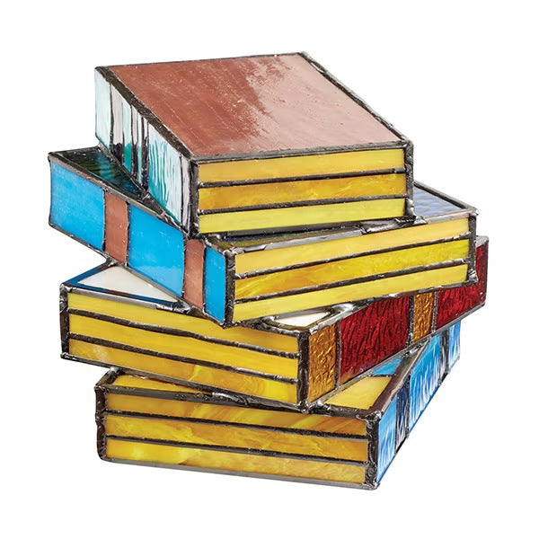 Stacked Books Stained Glass Reading Lamp