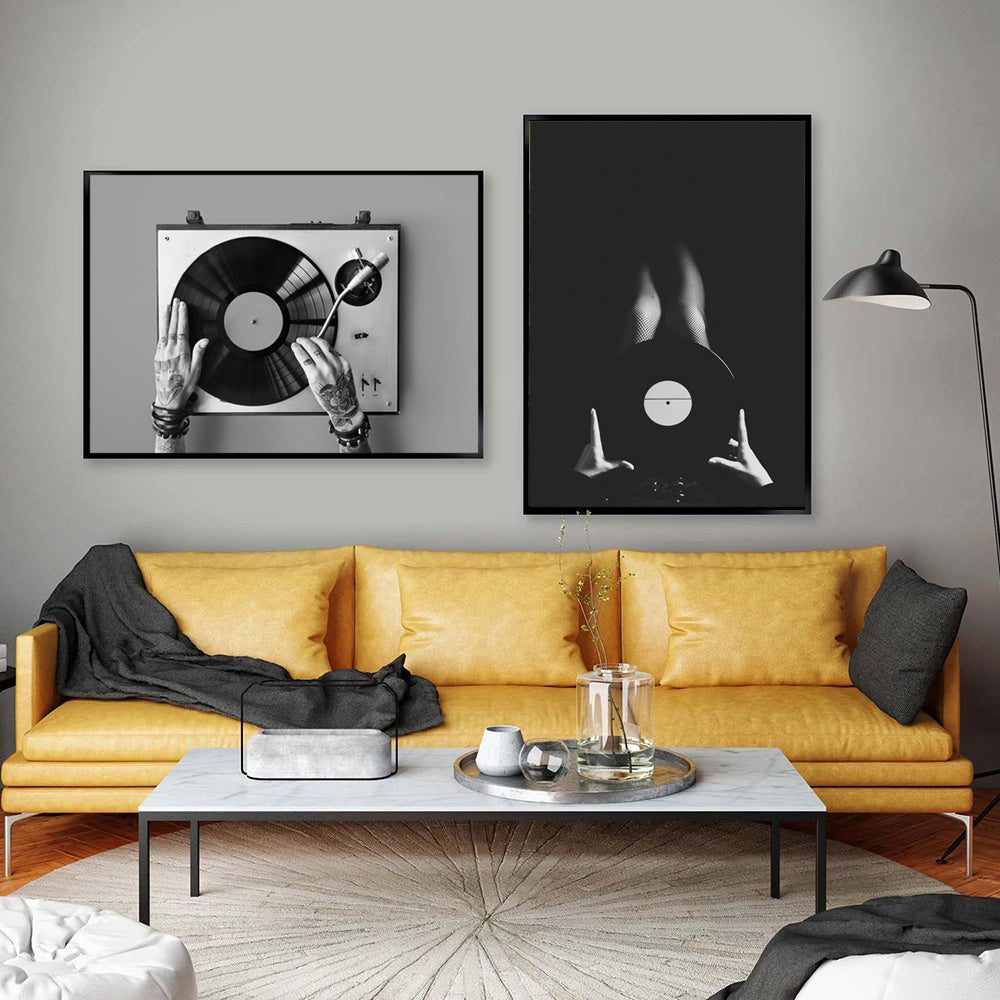 Retro Music Wall Art Black & White