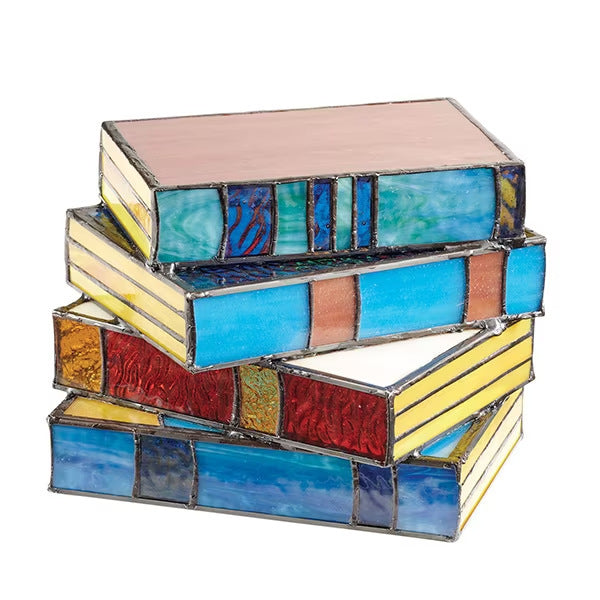 Stacked Books Stained Glass Reading Lamp