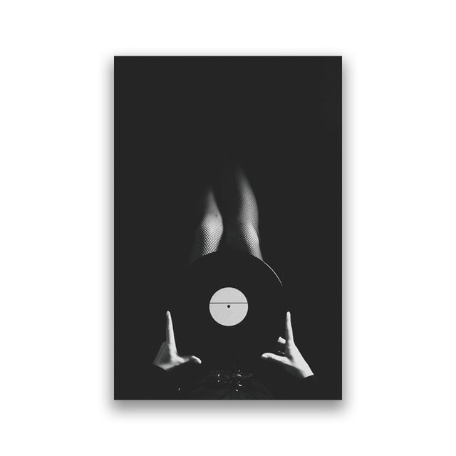Retro Music Wall Art Black & White