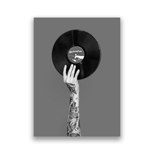 Retro Music Wall Art Black & White