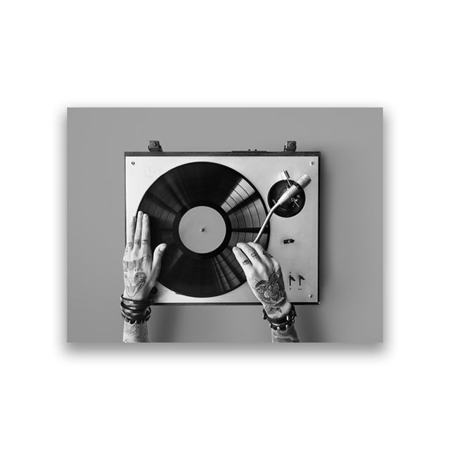 Retro Music Wall Art Black & White