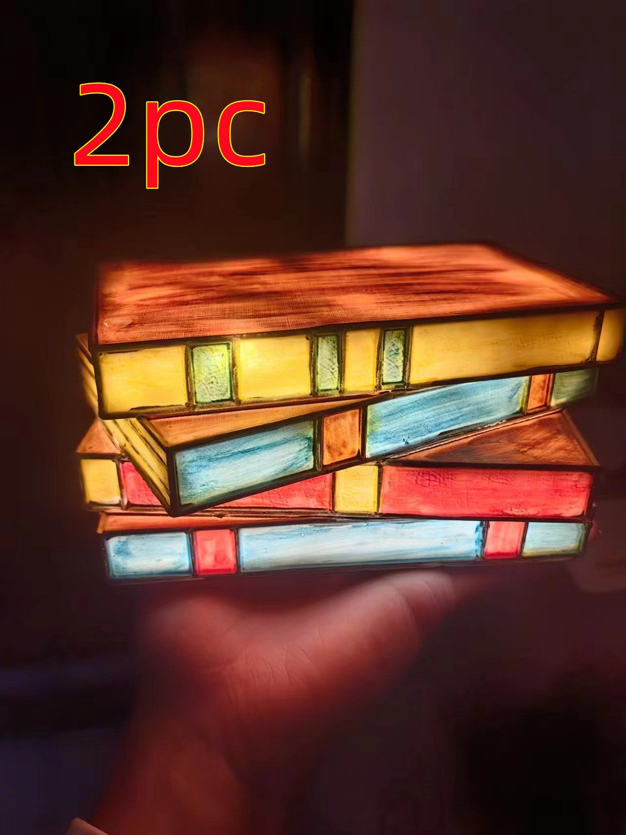 Stacked Books Stained Glass Reading Lamp