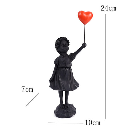 Little Girl with Balloon Resin Sculpture