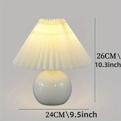 Pleated Ceramic USB Bedside Lamp