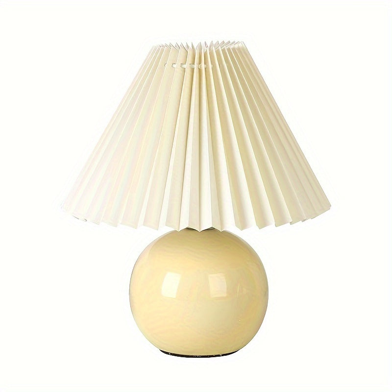 Pleated Ceramic USB Bedside Lamp