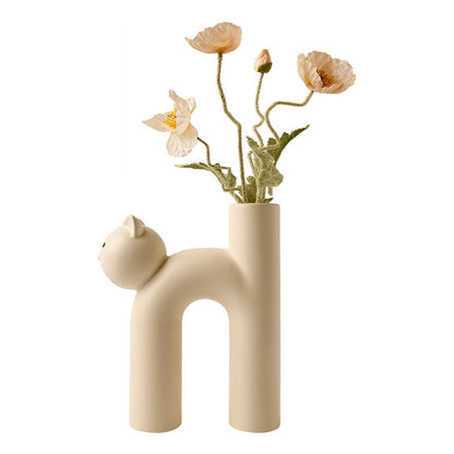 Cute Tube Cat Vase Desktop Decoration