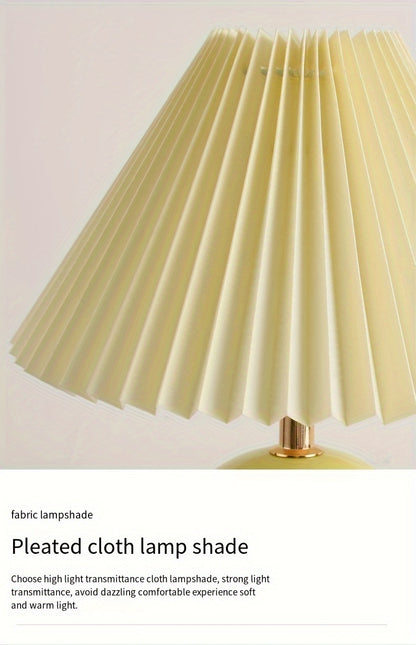 Pleated Ceramic USB Bedside Lamp