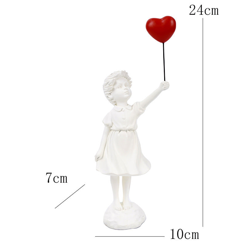 Little Girl with Balloon Resin Sculpture