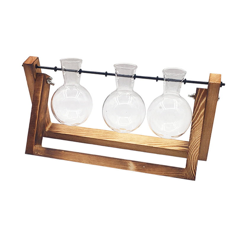 Swing Wooden Stand Hydroponic Plant Glass Vase