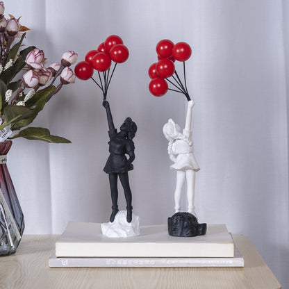 Little Girl with Balloon Resin Sculpture