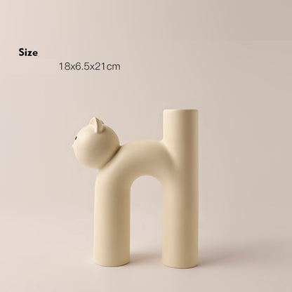 Cute Tube Cat Vase Desktop Decoration