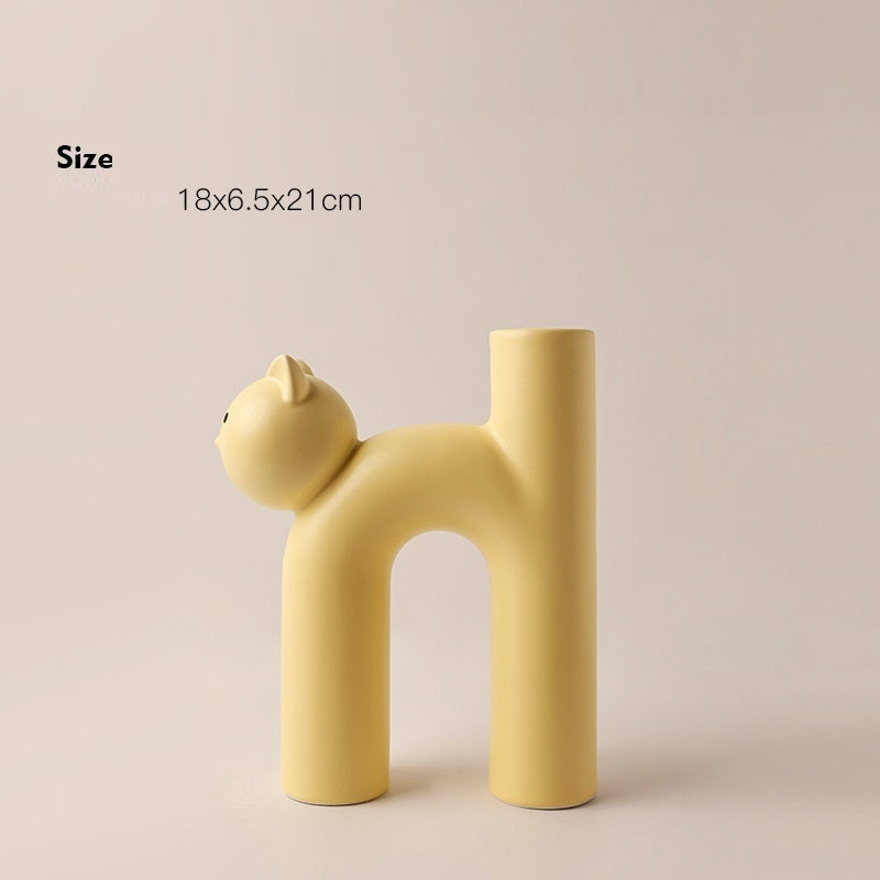 Cute Tube Cat Vase Desktop Decoration
