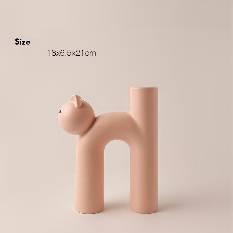 Cute Tube Cat Vase Desktop Decoration