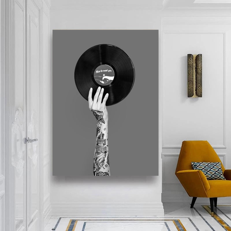 Retro Music Wall Art Black & White