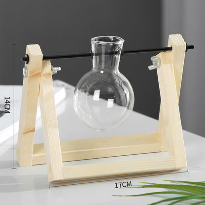 Swing Wooden Stand Hydroponic Plant Glass Vase